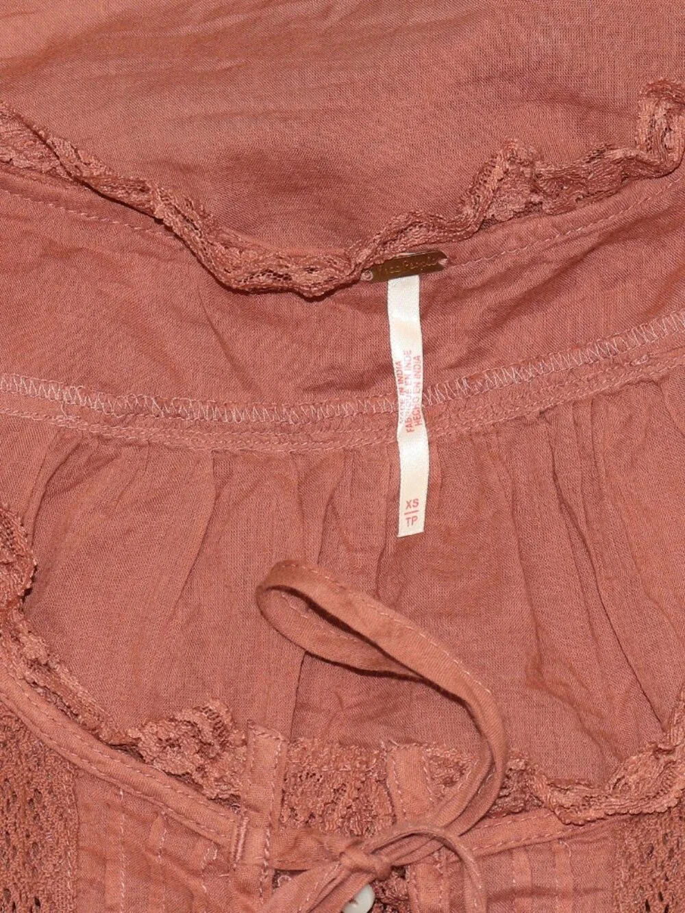 Free People Forevermore Tank Top Adjustable Tie Sheer Lace Ruffle XS